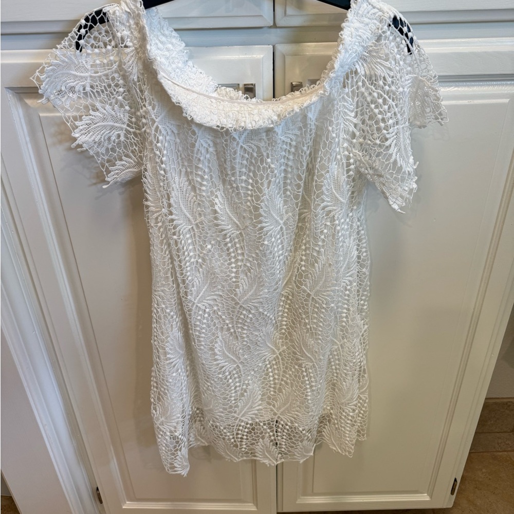 Astr White Embellished Flutter Sleeve dress
